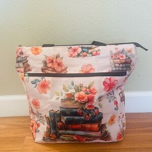 NWT Floral & Book Print Tote Bag